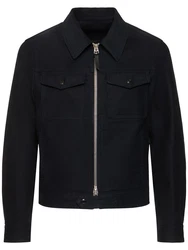 Jacke Aus Baumwollsatin Dunkelblau