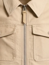 Jacke Aus Baumwollsatin Beige