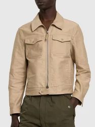 Jacke Aus Baumwollsatin Beige