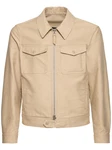 Jacke Aus Baumwollsatin Beige