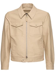 Jacke Aus Baumwollsatin Beige