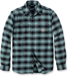 Rugged Flex Flannel, Hemd - Schwarz/Hellpetrol - M