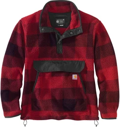 Relaxed Fit Plaid, Fleece-Pullover - Dunkelrot/Rot - S