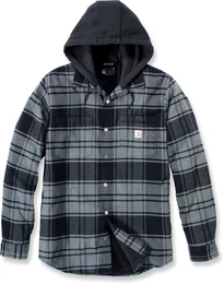 Flannel-Fleece, Kapuzen-Hemd/Jacke - Grau/Dunkelgrau (Elm) - M