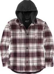 Carhartt Flannel Fleece Lined Hooded Hemd/Jacke Beige/Dunkelrot