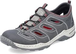 Rieker Herren Slipper Rot/Grau/Hellgrau/Dunkelrot