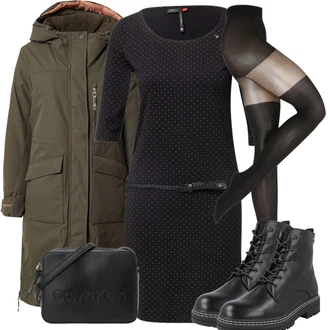 Outfit s Černá Punčocháče/Podržte Punčochu/Punčocha Nad Koleno/Podpůrný punčocháč/Samodržící Punčocha/Punčocháče Velká Velikost/Komprese ponožka/Nylonová punčocha/Punčochy Proti Trombóze VERO MODA "Zimní Outfit"