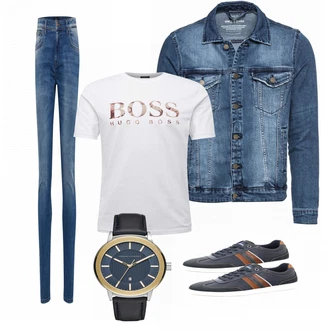 Outfit mit Weiß T-Shirt Boss "About You"