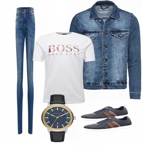 Blau Uhr Armani Exchange kombinieren