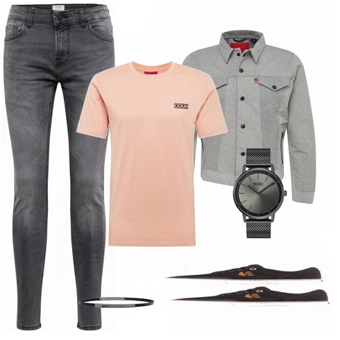 Schwarz/Grau Accessoire Uhr Hugo kombinieren