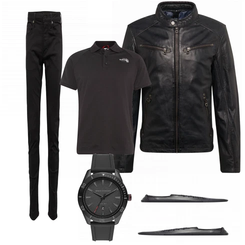 Schwarz Sneaker/Leder Sneaker Bianco kombinieren mit Schwarz Lederjacke Gipsy