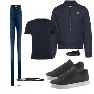 Outfit mit Blau Sneaker G-Star Raw "About You"