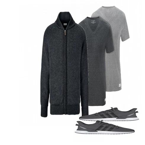 Blau/Grau Casual T-Shirt Tchibo kombinieren mit Blau Hoodie Sweatshirt Tchibo