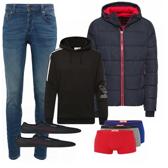 Outfit mit Blau Schuh Sneaker Adidas Originals "ADIDAS"