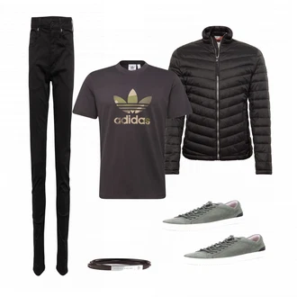 Outfit mit Grün Sneaker "Adidas"