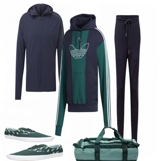 Outfit mit Grün Tasche The North Face "Adidas Hoodie"