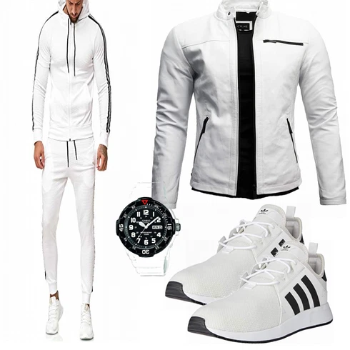 Grau/Weiß/Hellgrau KunstLederjacke/Motorradjacke/Bikerjacke/Jacke mit Seitlichem Reißverschluss Crone kombinieren