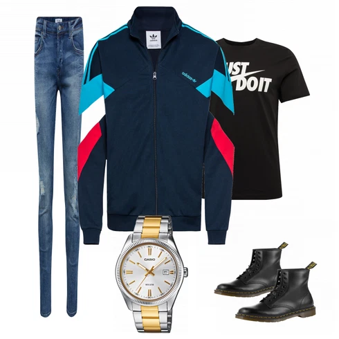 Blau Stiefel Dr. Martens kombinieren