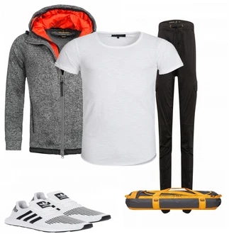 Outfit mit Grau SchulterTasche The North Face "Adidas New"
