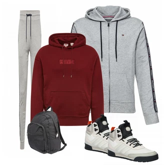 Outfit mit Grau Hoodie Tommy Hilfiger Underwear "ADIDAS ORIGINALS"