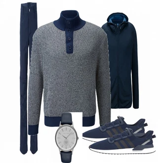 Outfit mit Grau Strickjacke Tchibo "Adidas"