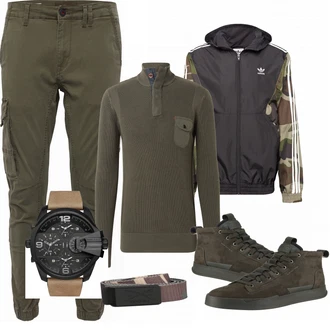 Outfit mit Grün Sneaker G-Star Raw "Adidas"