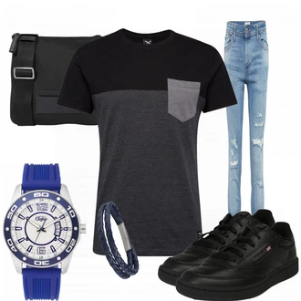 Outfit mit Schwarz Sneaker/Leder Sneaker Reebok Classic "Alernato"