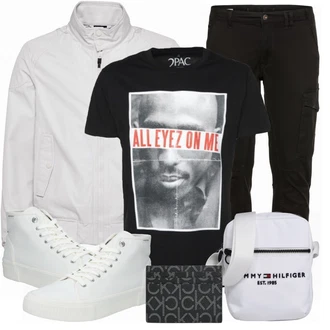 Outfit mit Grau/Weiß Schultertasche Tommy Hilfiger "Alltags Outfit"