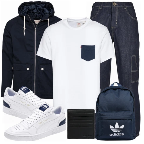 Blau/Schwarz Tasche Rucksack Adidas Originals kombinieren