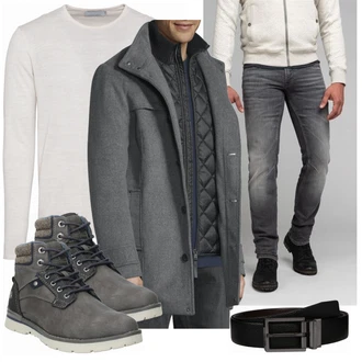 Winter Outfits mit Grau Stiefel Dockers by Gerli "Alltags Outfit"
