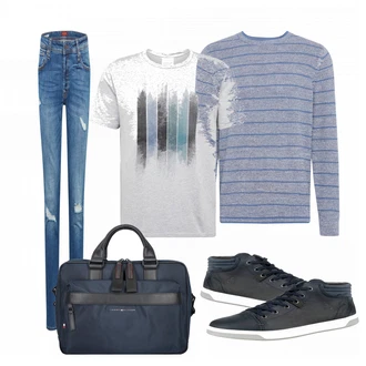 Outfit mit Blau Sneaker Bullboxer "Alltags Outfit"