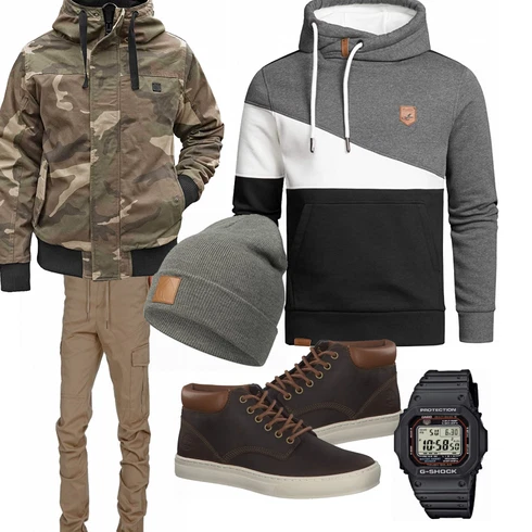 Grau Hut/Winter Parka Occulto kombinieren
