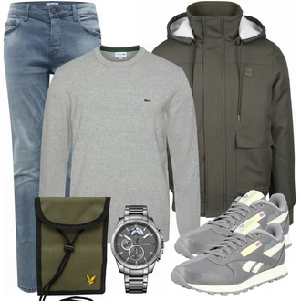 Outfit mit Grau Sneaker/Leder Sneaker Reebok Classic "Alltags Outfit"