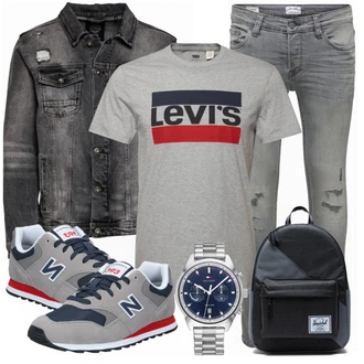 Outfit mit Grau Sneaker/Leder Sneaker New Balance "Alltags Outfit"