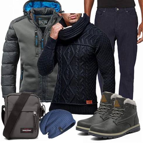 Grau/DunkelBlau/Dunkelgrau/Blau/Dunkelgrün Skijacke/Thermojacke/Kunstfaserjacke/Außergewöhnliche Jacke/Trachtenstrickjacke/Hybridjacke/Outdoorjacke/Puffer Jacke/Kapuzenjacke/Isolationsjacke/Winterjacke Geographical Norway kombinieren
