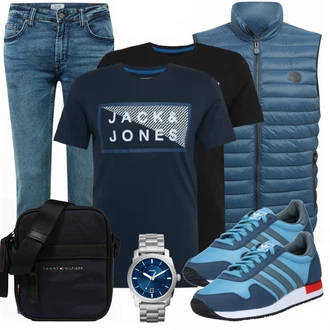 Outfit mit Grau/Blau Schuh Sneaker Adidas Originals "Alltags Outfit"