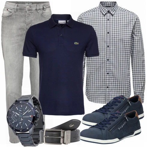 Weiß/Schwarz Poloshirt Lacoste kombinieren