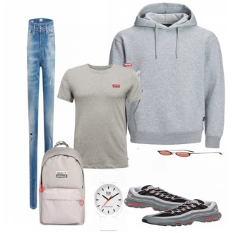 Outfit mit Grau Sneaker Nike Sportswear "Alltags Outfit"