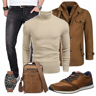 Outfit mit Rot/Grün WinterMantel/Winter Parka Indicode Jeans "Alltags Outfit"