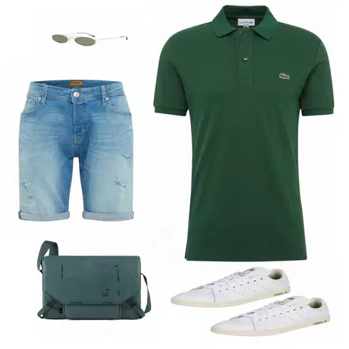Schwarz/Grün Poloshirt Lacoste kombinieren