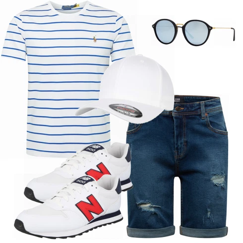 Weiß Sonnenbrille Kapten & Son kombinieren mit Blau Hemd denim project