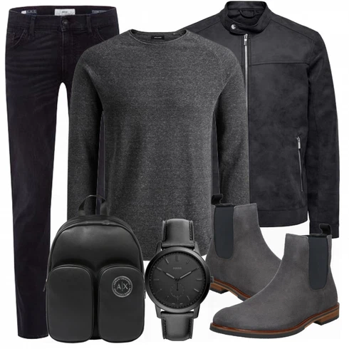Blau Rucksack Armani Exchange kombinieren