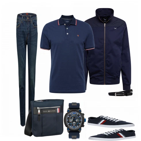 Schwarz/Blau Poloshirt Jack & Jones kombinieren