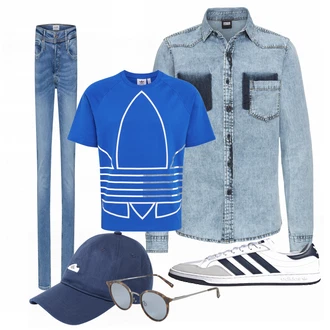 Outfit mit Blau Hut Adidas Originals "Alltags Outfit"