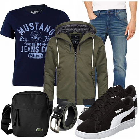 Mischfarben T-Shirt Mustang kombinieren