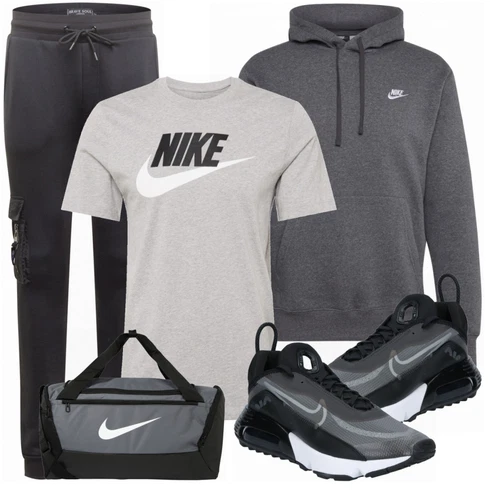 Schwarz/Grau Tasche Nike kombinieren