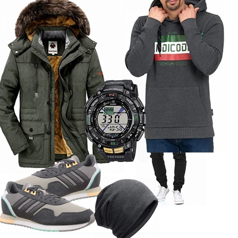 Blau Overall/Wintermantel/Winter Parka kombinieren mit Trachtenmode Adidas