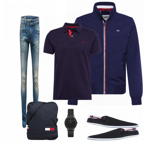 Schwarz Poloshirt GANT kombinieren