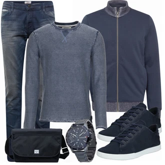 Outfit mit Schwarz/Mischfarben Sneaker/Leder Sneaker Ecco "Alltags Outfit"
