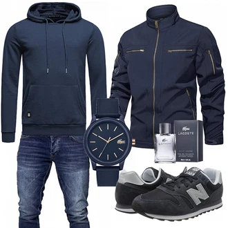 Outfit mit Blau Winter Parka/Regenjacke KEFITEVD "Alltags Outfit"